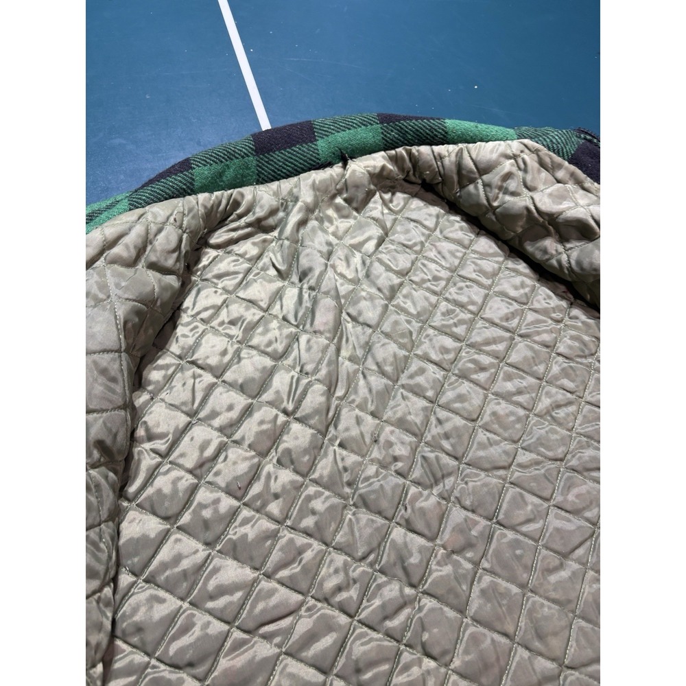 Vtg 70s Woolrich Mackinaw Jacket Green Buffalo Plaid North Maine Woods Patch L - Picture 12 of 16